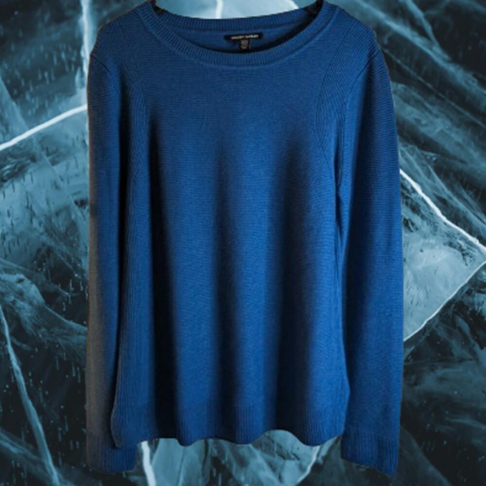 Hilary Radly medium aqua long sleeve knit polyester cotton blend stretch sweater